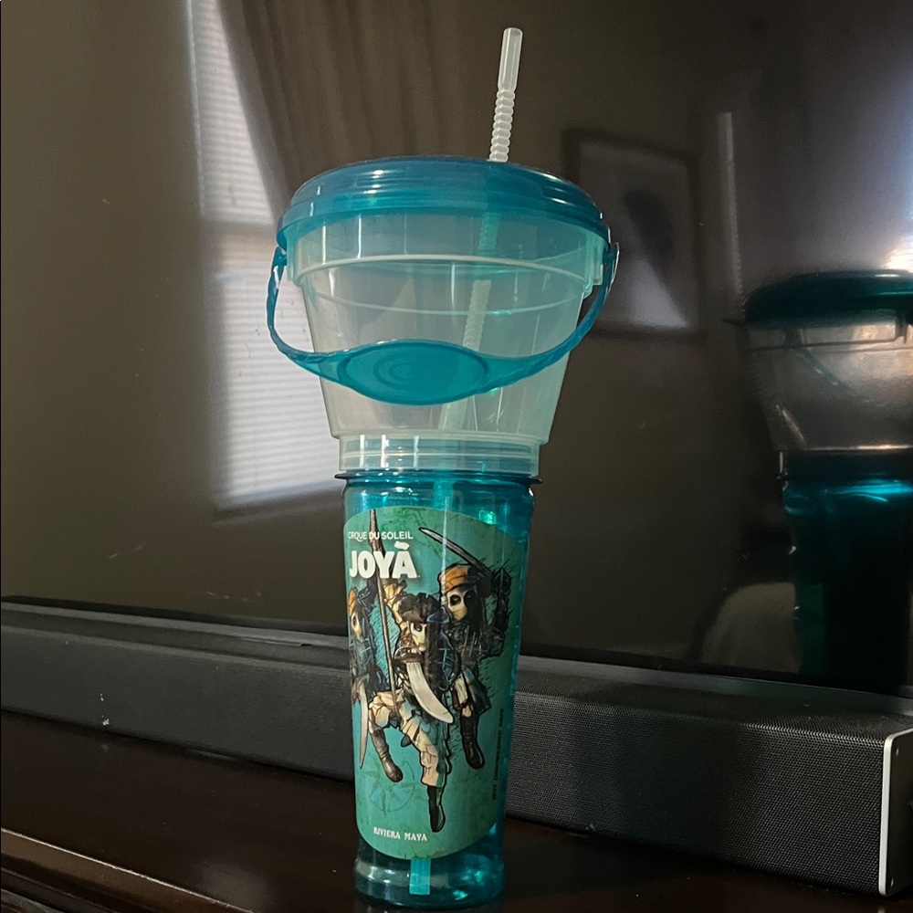Blue Joya Popcorn & Drink Tumbler with Straw